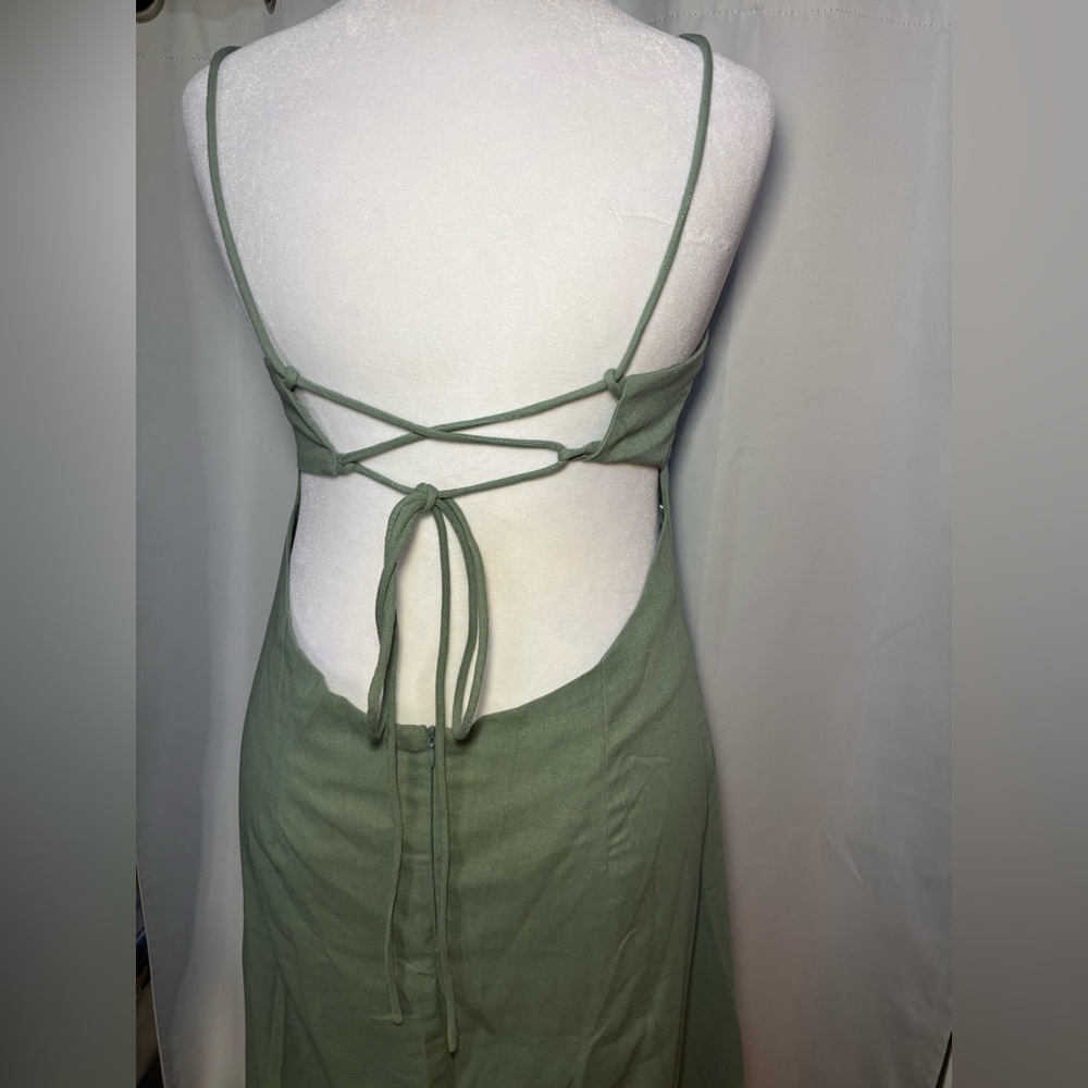 NWT Peppermayo Sage Open Back Linen Blend Maxi Dress XL - Picture 6 of 10